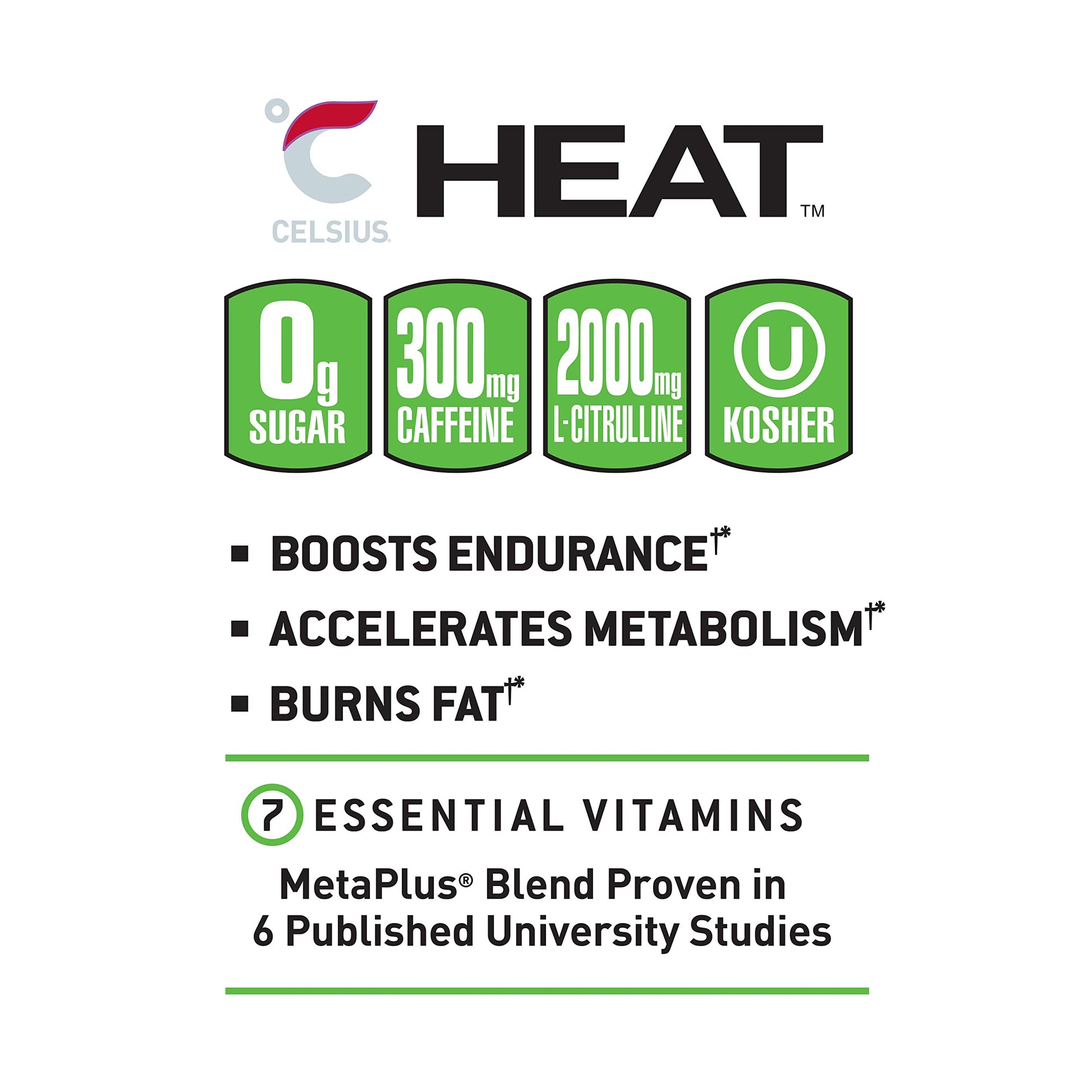 CELSIUS HEAT Performance Energy Drink, Cherry Lime, 16 Fl Oz (Pack of 12) CELSIUS Au supplements