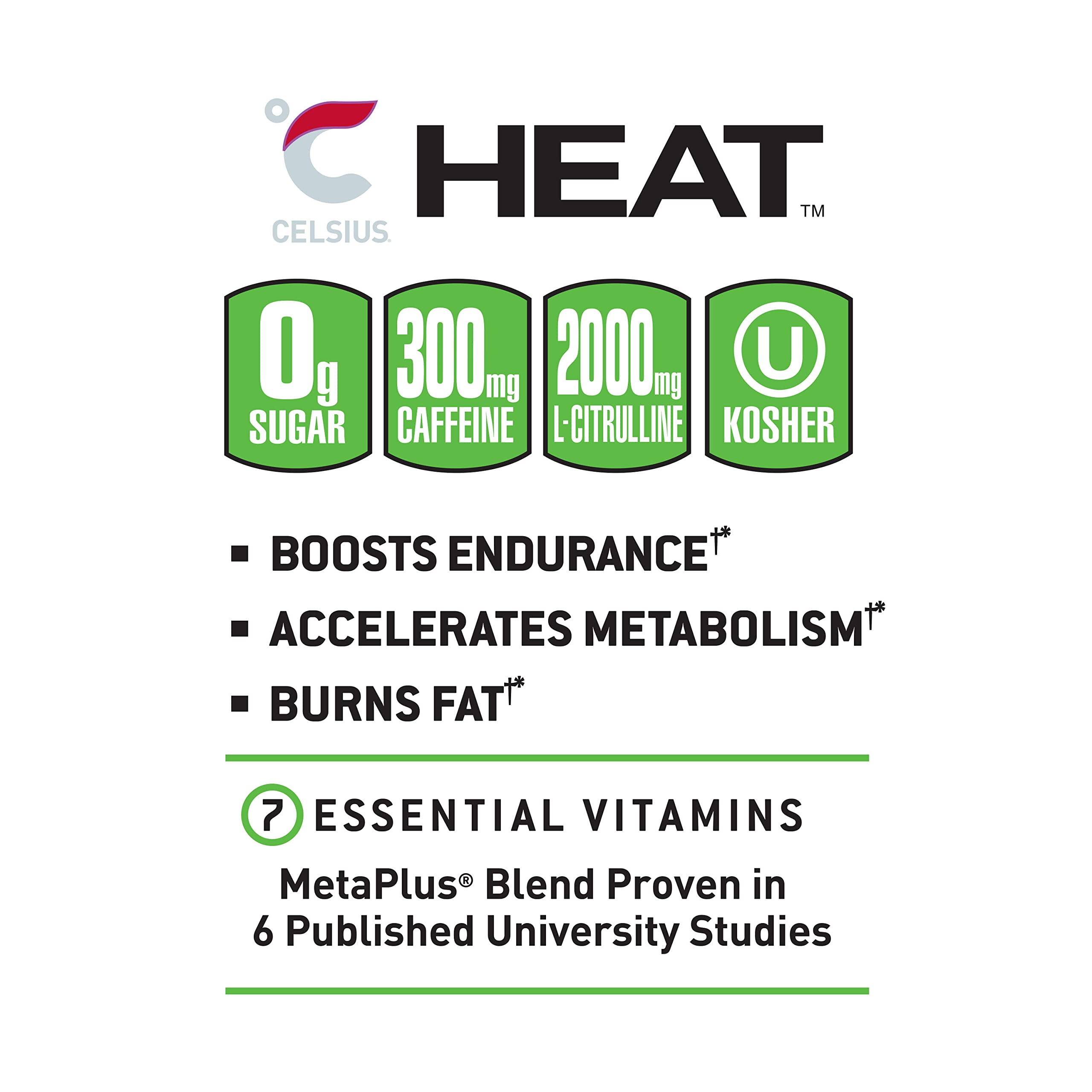 CELSIUS HEAT Performance Energy Drink, Cherry Lime, 16 Fl Oz (Pack of 12) CELSIUS Au supplements
