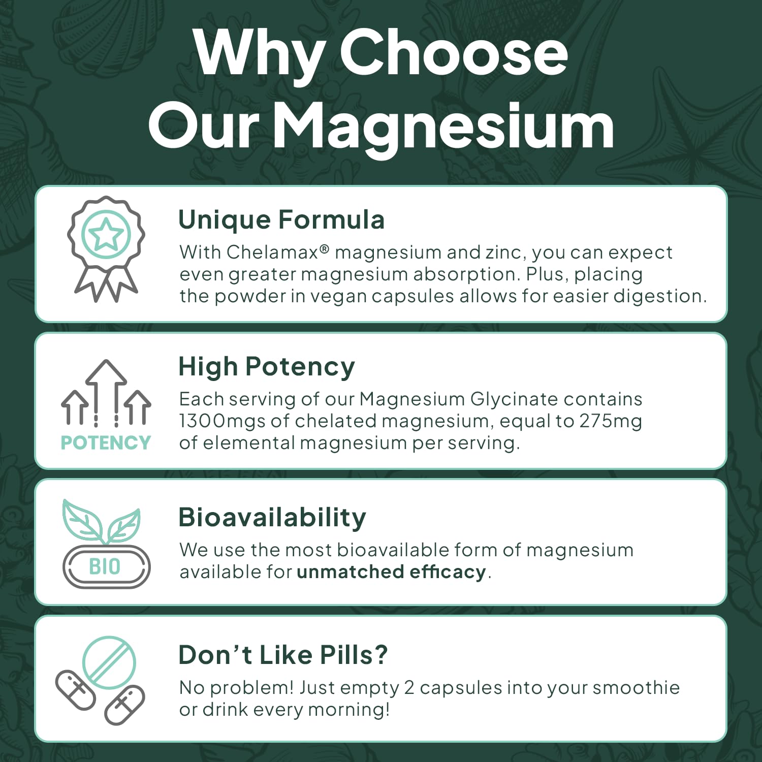 Organics Ocean Pure Magnesium Glycinate with Zinc - Maximum Strength Chelated Magnesium Supplement for Women and Men for Muscle Cramps and Sleep Support - 90 Capsule Organics Ocean Au supplements