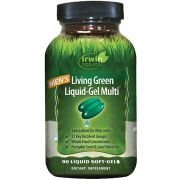 Irwin Naturals Men's Living Green Liquid-Gel Multi - 70 Essential Nutrients, Full-Spectrum Vitamin Supplements for Men, Wholefood Blend - Promotes Brain & Adrenal Support - 90 Liquid Soft-Gels Irwin Naturals Au supplements