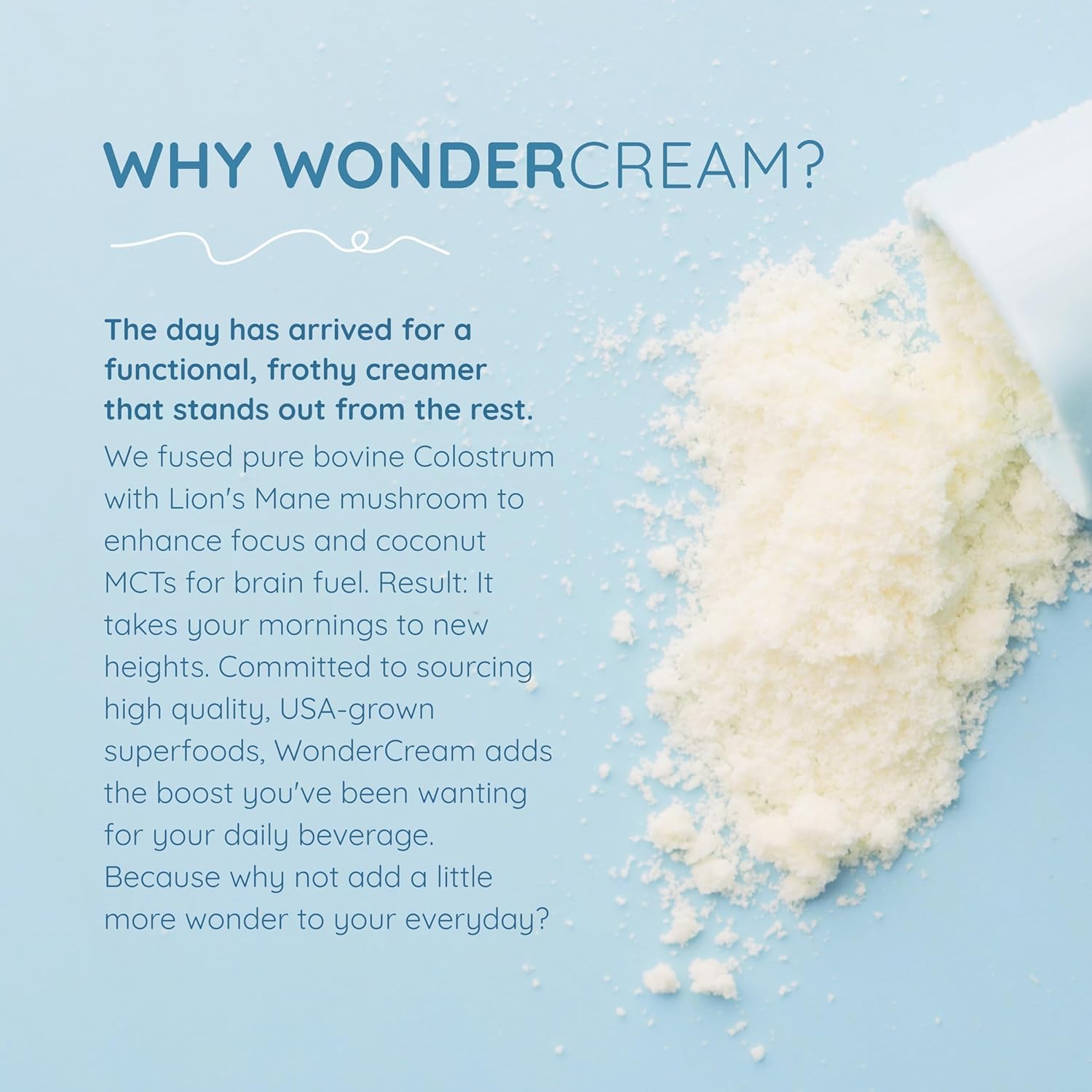 WONDERCOW Bovine Colostrum Superfood Creamer Supplement Powder w/Organic Lions Mane Mushroom & Coconut Milk Powder MCTs | Functional Sugar Free Keto Coffee, Smoothie & Drink Mix Unsweetened WONDERCOW Au supplements