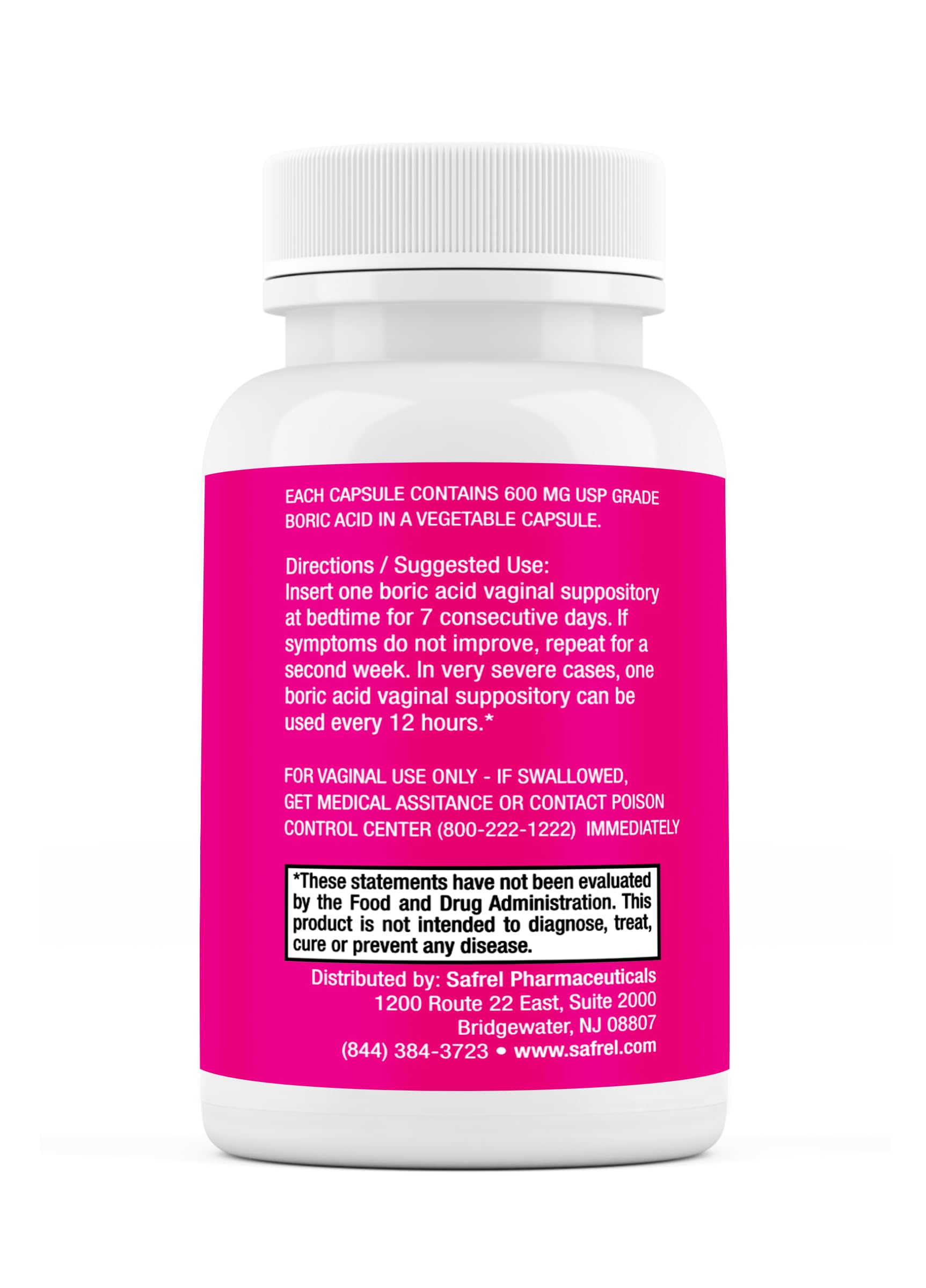 Safrel Boric Acid Vaginal Suppositories - 100% Pure Made in USA - Intimate Health Support Safrel Au supplements