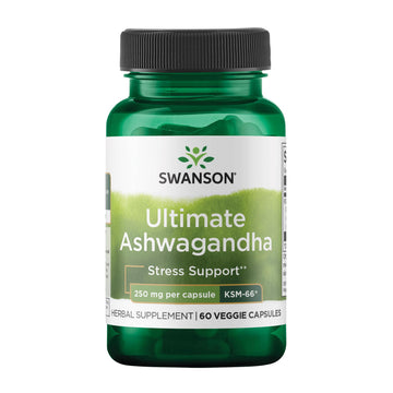 Swanson Ultimate Ashwagandha KSM-66 - Herbal Supplement Supporting Healthy Stress Levels & Relaxation - Natural Formula to Promote a Calm & Relaxed Mindset - (60 Veggie Capsules, 250mg Each) Swanson Au supplements