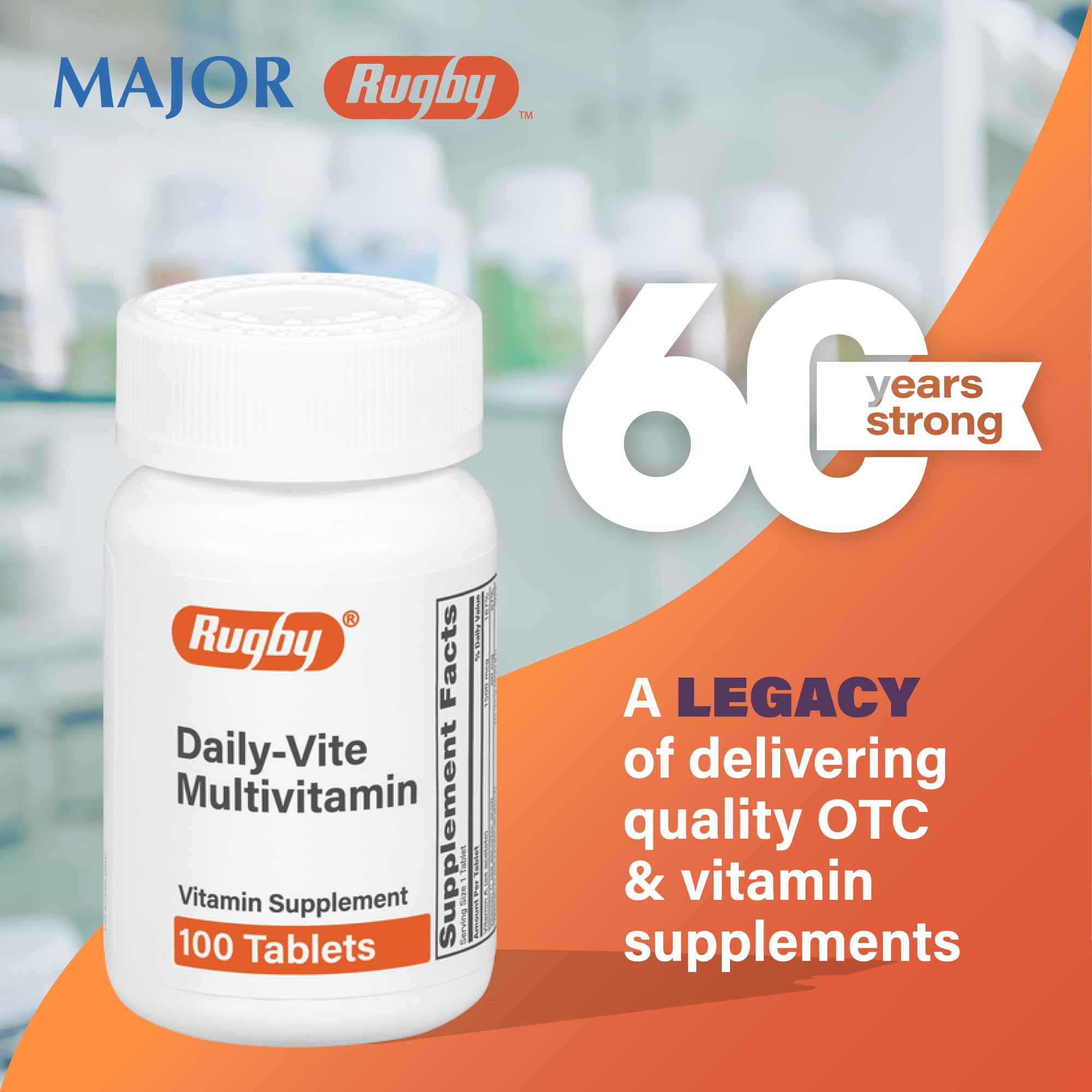 Rugby Daily-Vite Multivitamin - Daily Vitamin Supplement - 100 Tablets (1 Pack) RUGBY LABORATORIES Au supplements