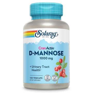 SOLARAY D-Mannose 1000mg with CranActin Cranberry Supplement 400mg, Urinary Tract Health & Bladder Support Capsules with Vitamin C, Vegan, 60 Day Guarantee, 60 Servings, 120 VegCaps (120 CT) SOLARAY Au supplements