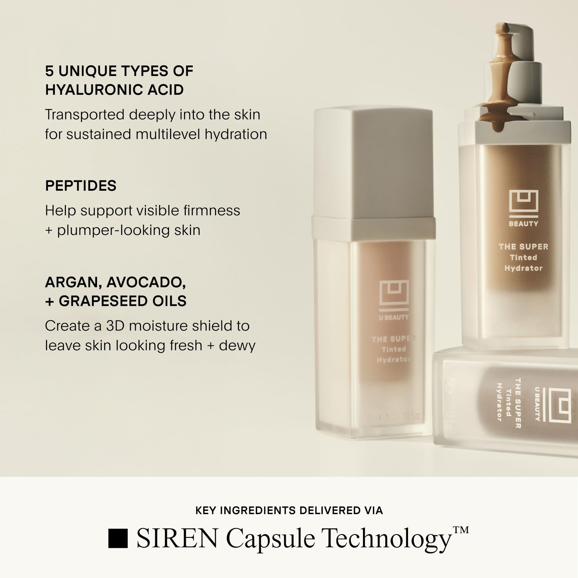 U Beauty The Super Tinted Hydrator Hyaluronic Acid Moisturizing Cream - Mega-Dose Skin Hydrator for Supple, Smooth, and Softer-Looking Skin For Up To 48 Hours - Shade 1-1.0 oz U Beauty Au supplements