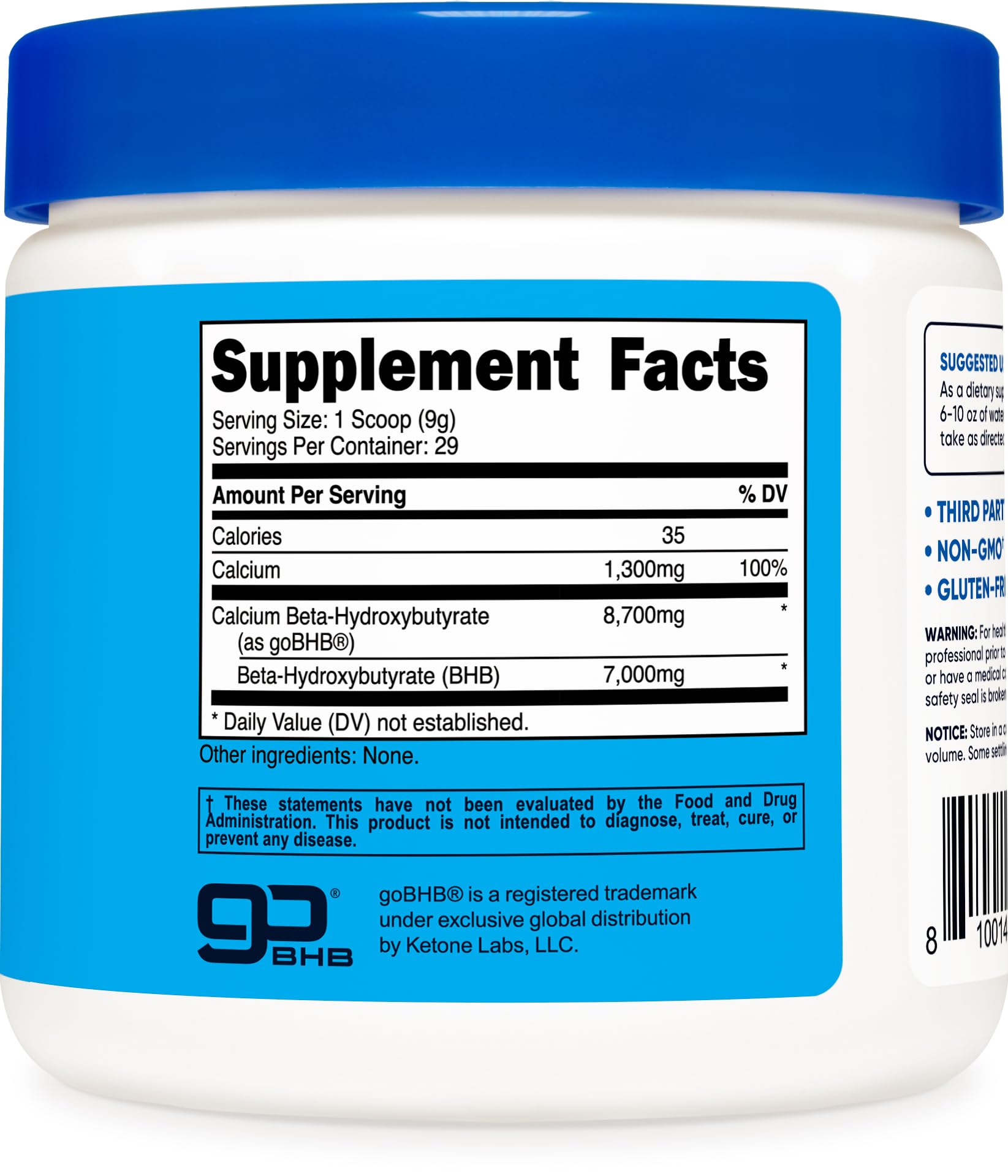 Nutricost Calcium BHB (250g) Unflavored - Calcium Ketone Salt - Non-GMO Gluten-Free Nutricost Au supplements