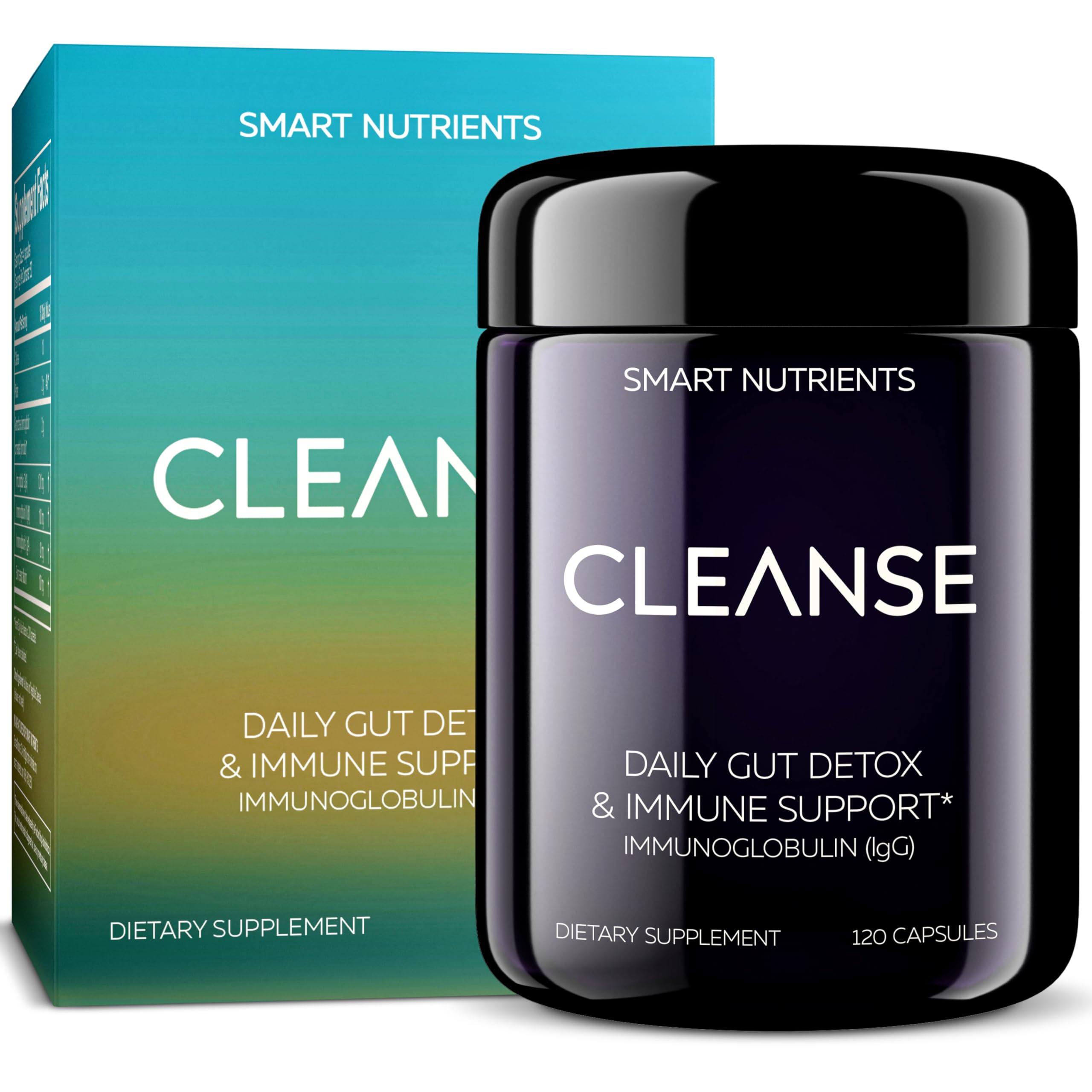 CLEANSE | IgG Dairy-Free Colostrum | 50.5% IgG Potent Concentrated Immune Support | Daily Gut Health Detox, Energy, Prebiotics, Digestive Support | 120 Capsules | 30 Day Supply, 1-Pack Smart Nutrients Au supplements