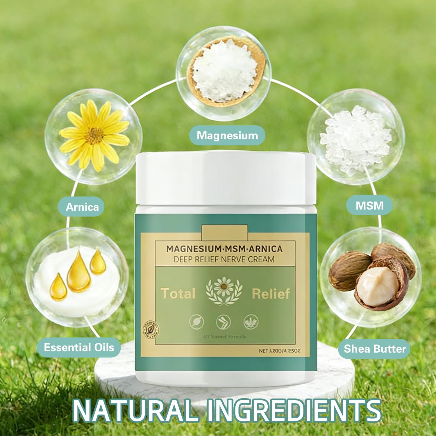 HANGWON Total Relief Magnesium Soothing Cream Advanced nerve Comfort with Arnica, Menthol, MSM,Fast-Absorbing for Relief Joint, Feet, Hands, Legs, Muscles, and Waist, Natural Ingredient -4floz/114g HANGWON Au supplements