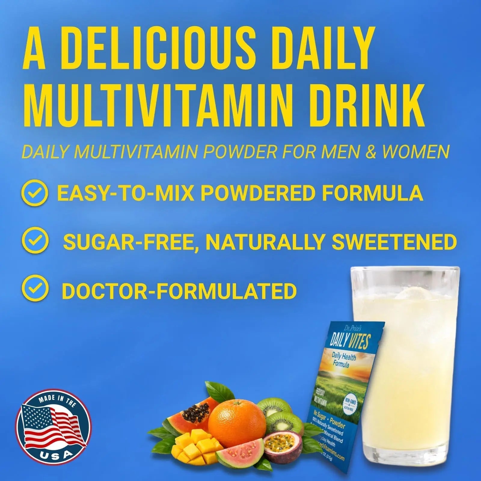 Dr. Price's Multivitamin for Women and Men | Tropical 30 Servings | Daily Supplement Powder with Vitamin C, B Complex & Minerals | Dr. Price's Vitamins Au supplements