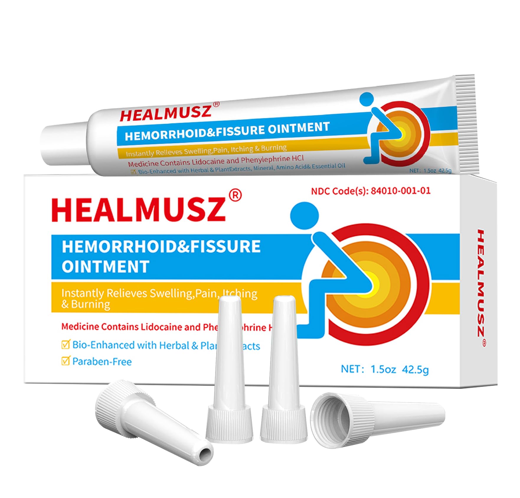 HEALMUSZ Hemorrhoid & Fissure Ointment,with 4% Lidocaine and Phenylephrine HCl,Fast Relief for Pain, Swelling, Discomfort & Itching | 1.5 oz HEALMUSZ Au supplements