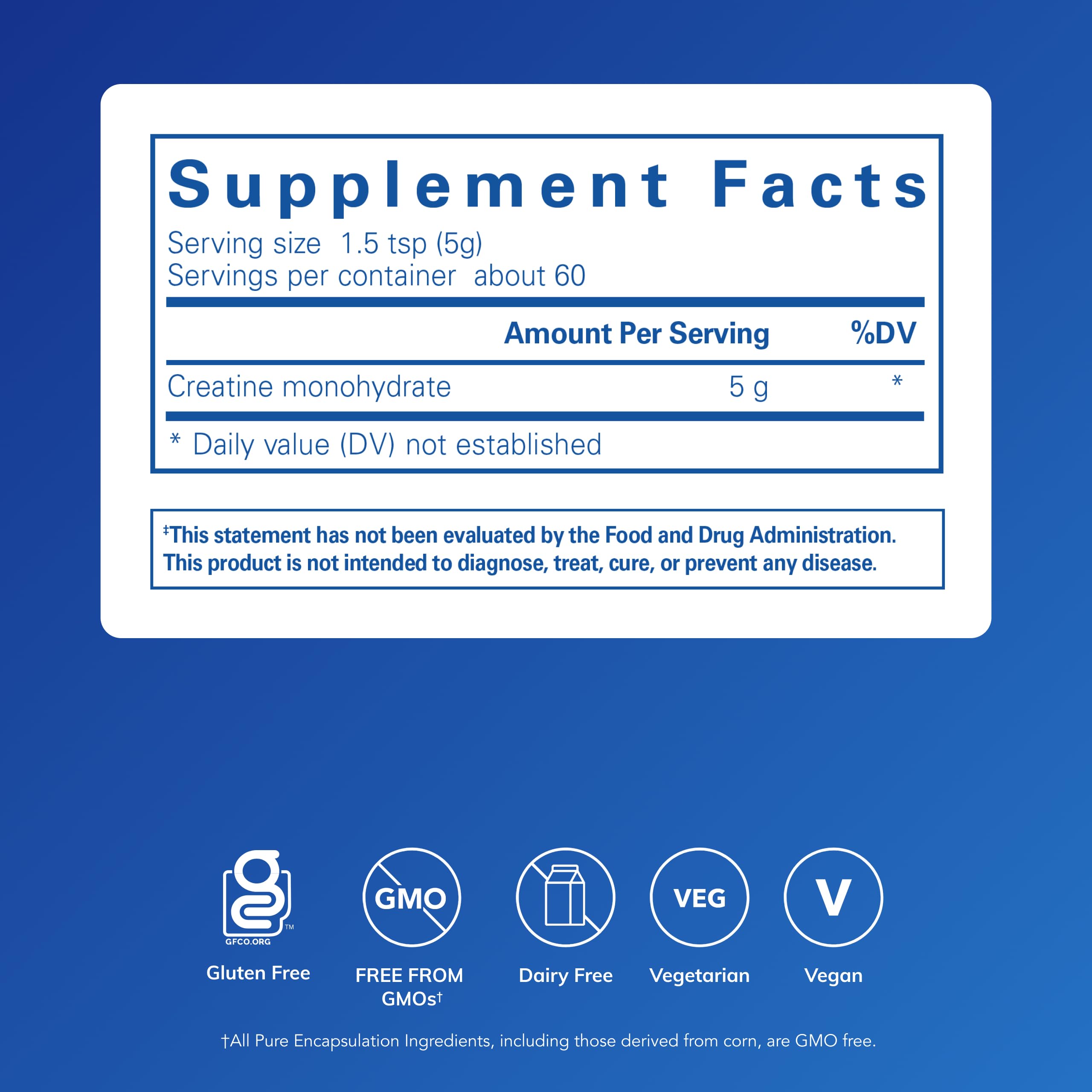Pure Encapsulations Creatine - Creatine Supplement - Muscle Strength, Performance & Recovery - Pre-Workout Recovery Powder - Gluten-Free, Non-GMO & Hypoallergenic - 315 g (60 Servings) Pure Encapsulations Au supplements