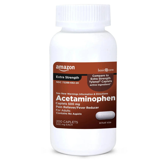Amazon Basic Care Extra Strength Pain Relief, Acetaminophen Caplets, 500 mg, 200 Count Amazon Basic CareAu supplements