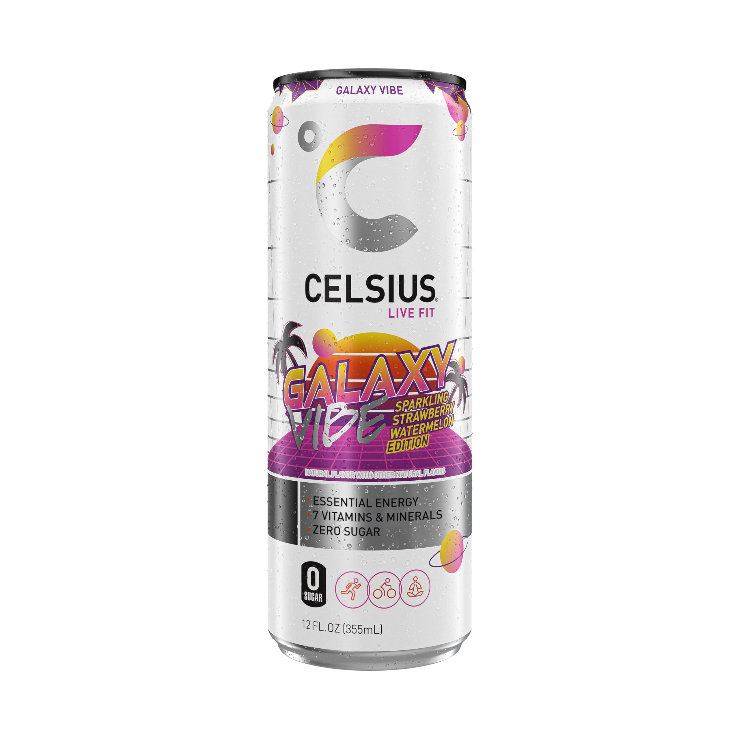 CELSIUS Sparkling Galaxy Vibe, Functional Essential Energy Drink 12 Fl Oz (Pack of 12) CELSIUS Au supplements