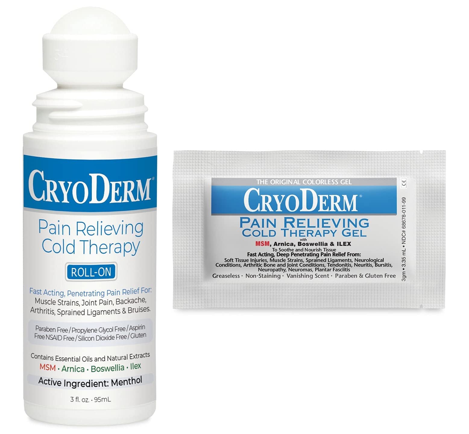 Combo Package Cold Therapy 3 oz Roll-On & 12 Packets CryoDerm Au supplements