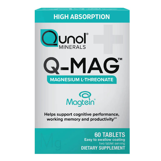 Qunol Q-Mag Magnesium L-Threonate Tablets, 2000mg of Magtein to Help Support Cognitive Performance, Improve Mental Alertness & Productivity, Supports Restful Sleep, High Absorption, 60 Count QunolAU supplements