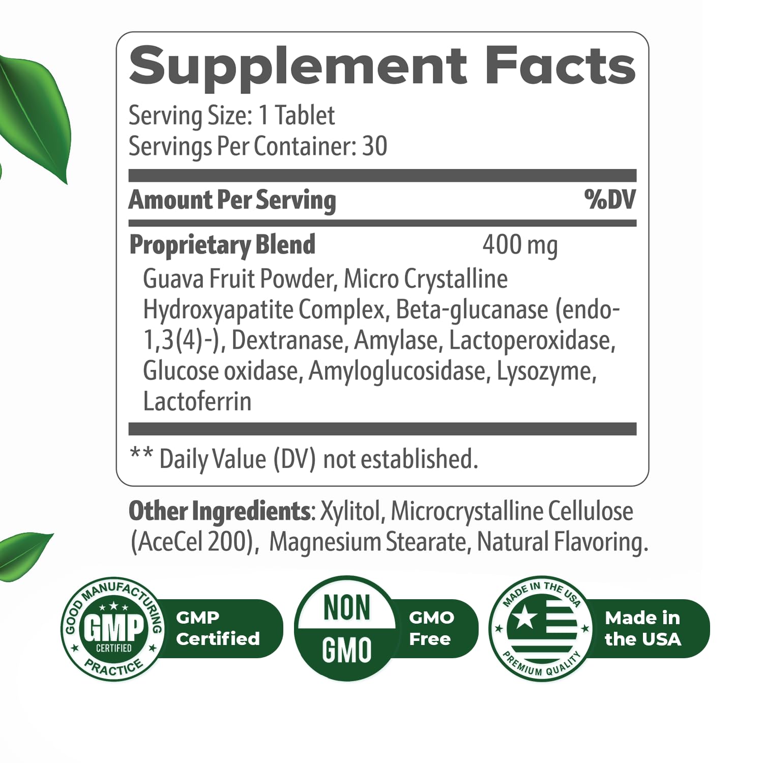 Nature’s NutriWave DentaTonic – Daily Oral Supplement with Guava Fruit, Hydroxyapatite & Enzyme Blend – Made in USA Non-GMO, Stimulant-Free Formula – 30 Tablets, 1 Month Supply Nature’s NutriWave Au supplements