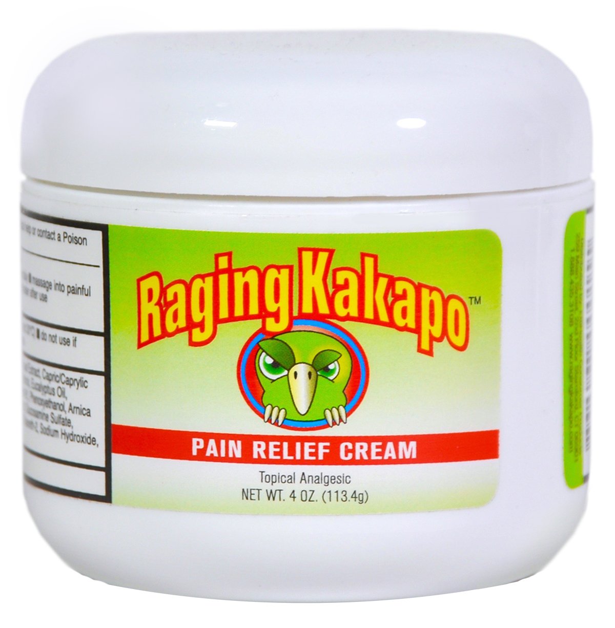 Raging Kakapo Pain Relief Cream - Sore Muscles, Joint Pain & Aches - Odor Free, Non-Greasy Pain Cream - Histamine Dihydrochloride, Capsaicin, Emu Oil & More - 4 oz. Jar Raging Kakapo Au supplements