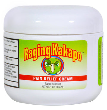 Raging Kakapo Pain Relief Cream - Sore Muscles, Joint Pain & Aches - Odor Free, Non-Greasy Pain Cream - Histamine Dihydrochloride, Capsaicin, Emu Oil & More - 4 oz. Jar Raging Kakapo Au supplements