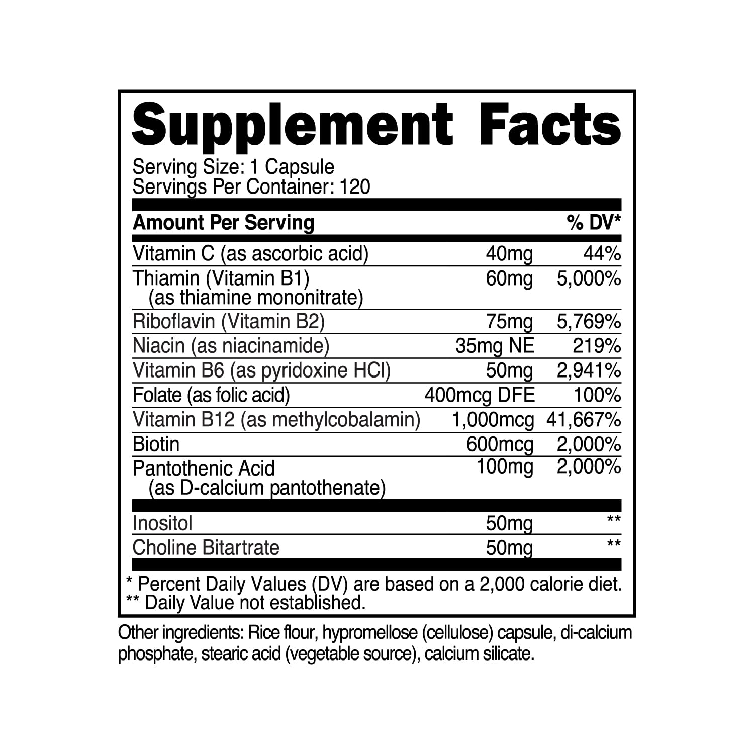 Nutricost High Potency Vitamin B Complex 460mg, 120 Capsules - with Vitamin C - Energy Nutricost Au supplements