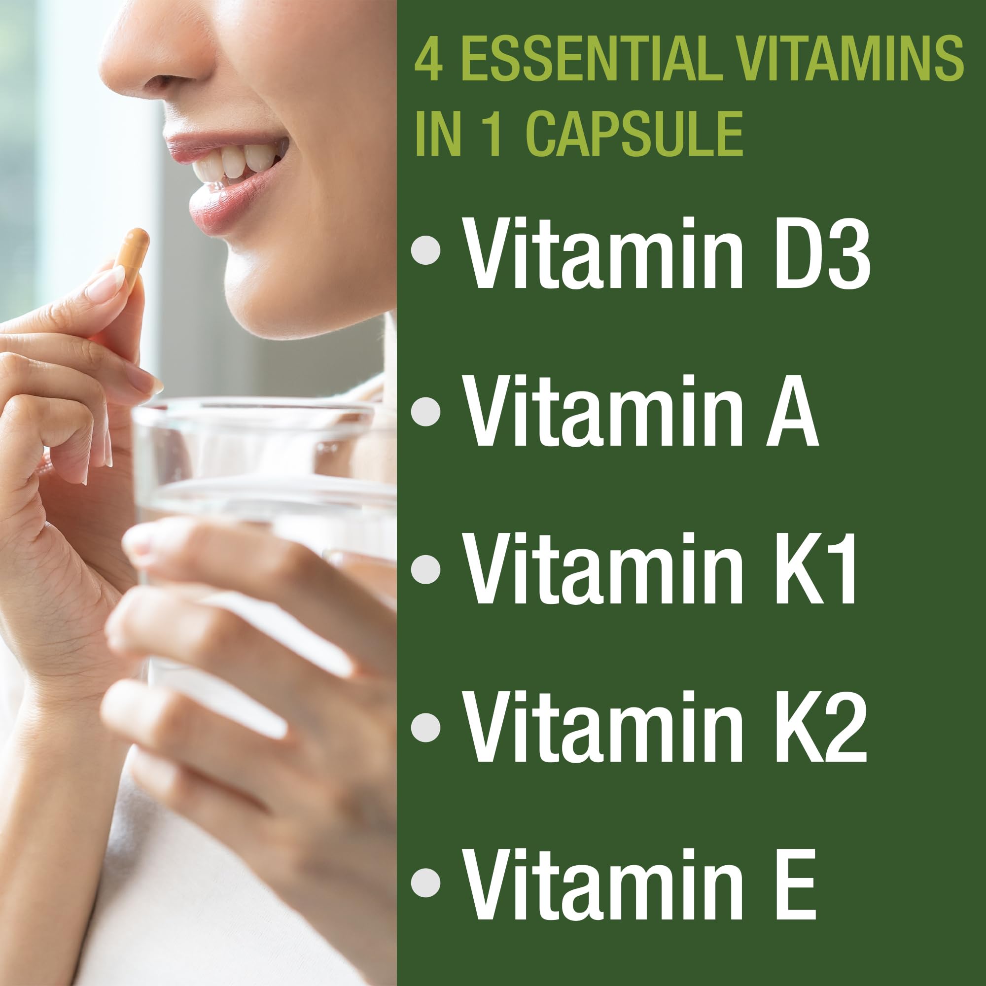 Peak Performance Vitamins D 5,000 iu + A + K + E All in 1 Easy to Swallow Vegan Capsule. ADK Vitamin Supplement with E D3 K2. Essential Vitamins for Mood, Immune, Bone, Vision, Heart Peak Performance Au supplements