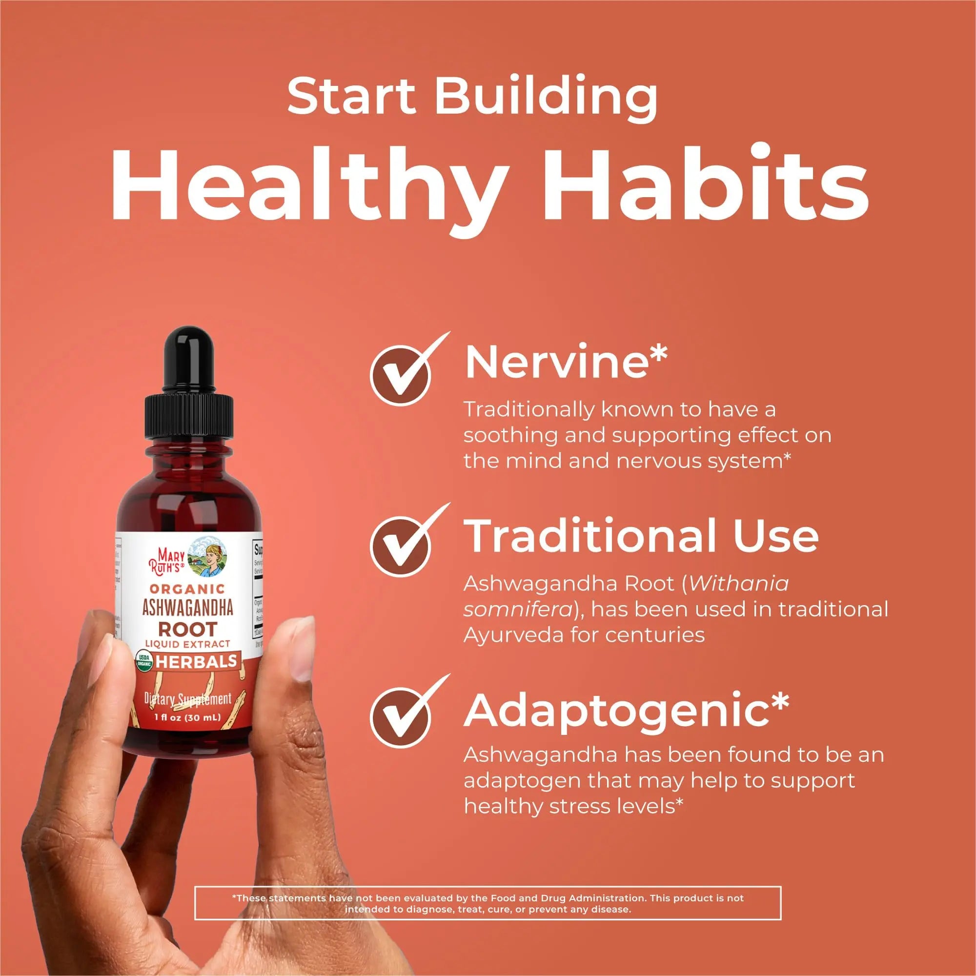 MaryRuth Organics Ashwagandha Root | USDA Organic Ashwagandha Liquid Drops | Stress Relief, Natural Calm, Relaxation and Mood Support Supplement | Adaptogenic | Nervine | Vegan | Non-GMO | 60 Servings MARYRUTH'S Au supplements