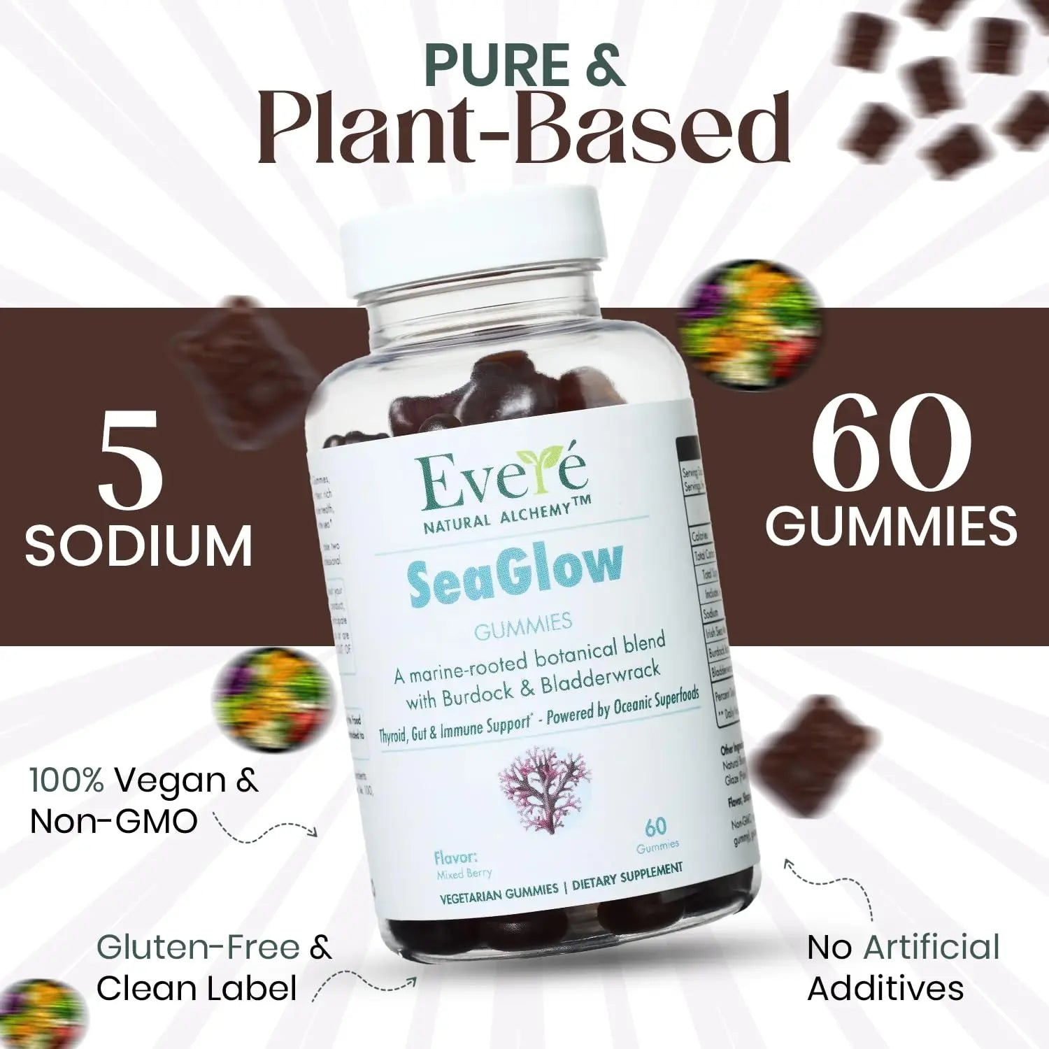 The EverÉ Natural Alchemy Sea Moss with Bladderwrack & Burdock Root – Vegan, Plant-Based Gummies with Minerals & Botanicals – Mixed-Berry Flavor, Non-GMO & Gluten-Free The EverÉ Natural Alchemy Au supplements