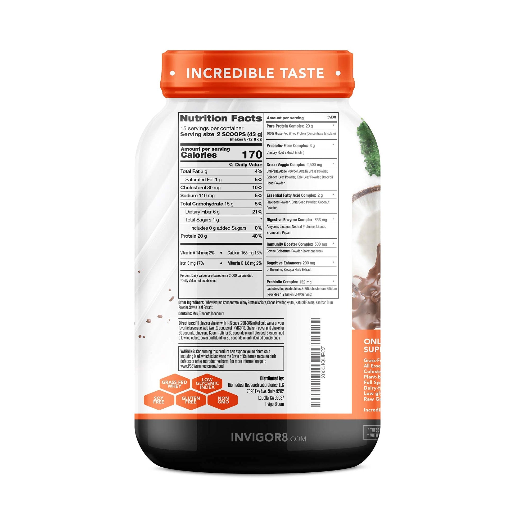 INVIGOR8 Superfood Shake (Chocolate Brownie) with Immunity Boosters - Gluten INVIGOR8 Au supplements