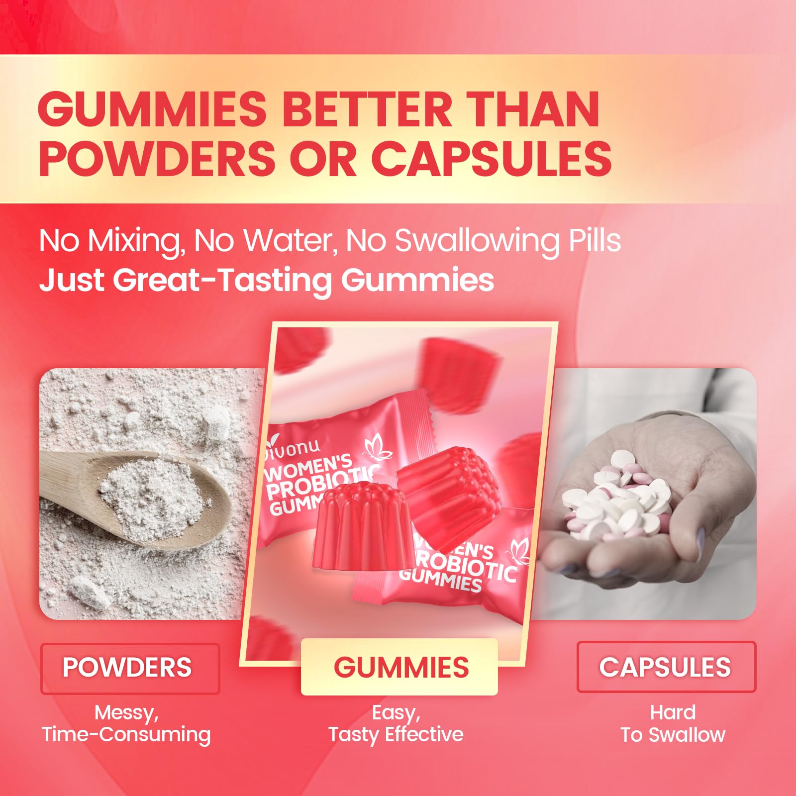 VivoNu Viginal Probiotics for Women, Women Probiotic Gummies, Feminine Balance Gummies, Prebiotic Gummy, Cranberry Probiotics for Woman Vaginigal Health, Yeast Ph Balance| 60 Gummies