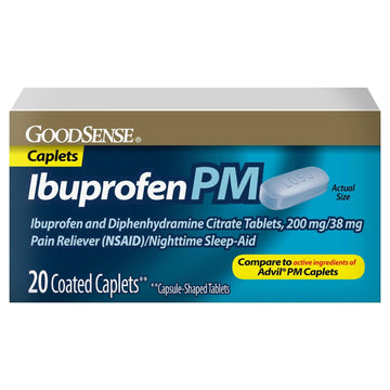 GoodSense Ibuprofen PM, Ibuprofen 200 mg and Diphenhydramine Citrate 38 mg Tablets, Pain Reliever and Nighttime Sleep-Aid GoodSense Au supplements