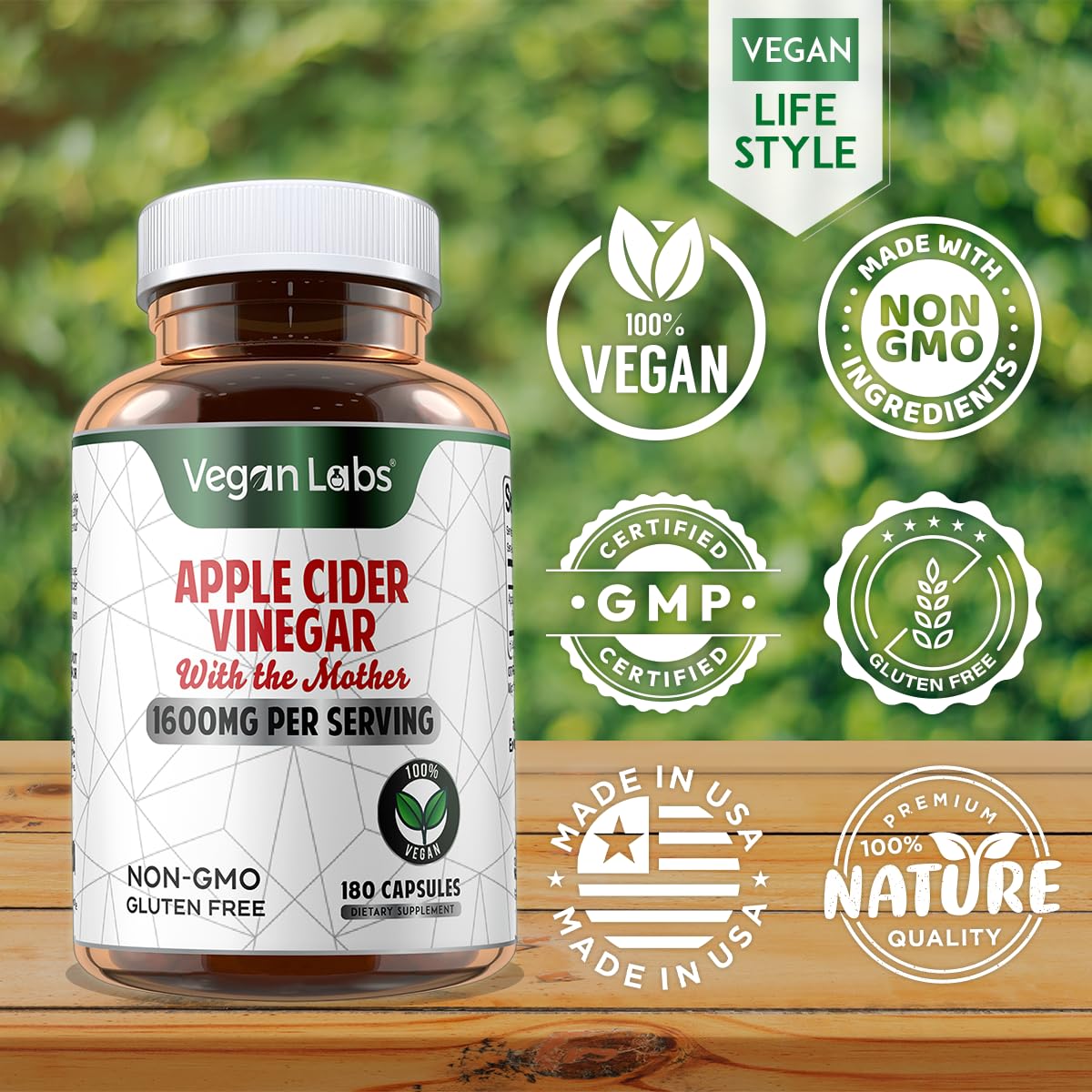 Vegan Labs Apple Cider Vinegar Capsules with The Mother- 180 Vegan Capsules Vegan Labs Au supplements