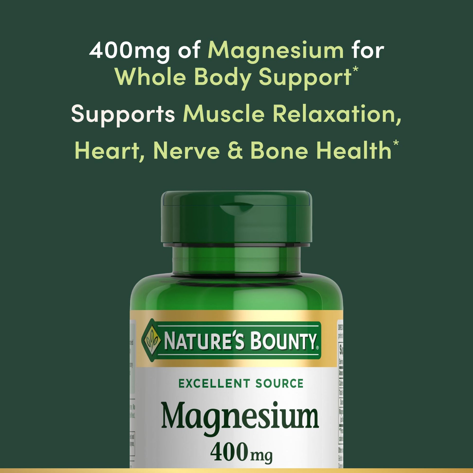 Nature's Bounty Magnesium 400 mg Softgel, Whole Body Support, Magnesium Supplements for Men and Women, Heart, Nerve & Bone Health, 75 Softgels (Pack of 1) Nature's Bounty Au supplements