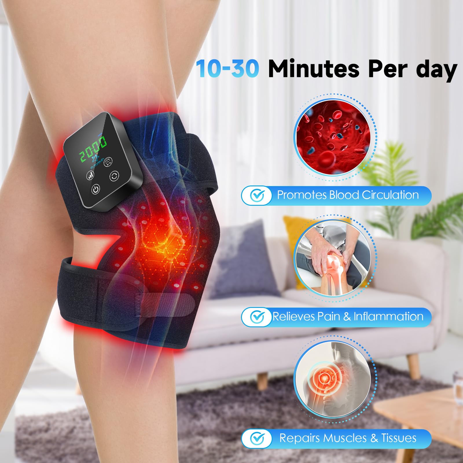 Red Light Therapy Knee Brace: Pain Relief Infrared Heating Pad 72 LED Heat Lamp Pain Relief Astarexin Au supplements