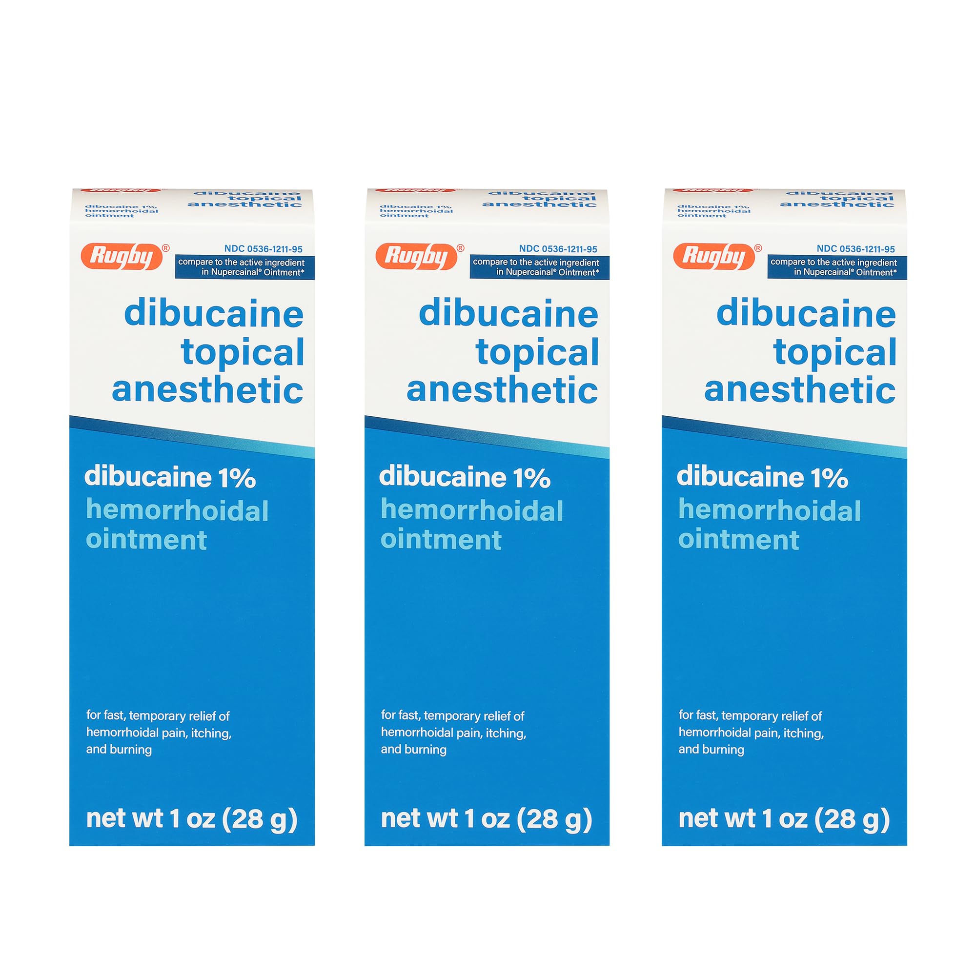 Rugby Dibucaine Topical Anesthetic 1% Hemorrhoid Ointment - Pain Relief Cream for Itching and Burning, Hemorrhoid Treatment, Anti Itch Cream 1 Oz (3 Pack) RUGBY LABORATORIES Au supplements