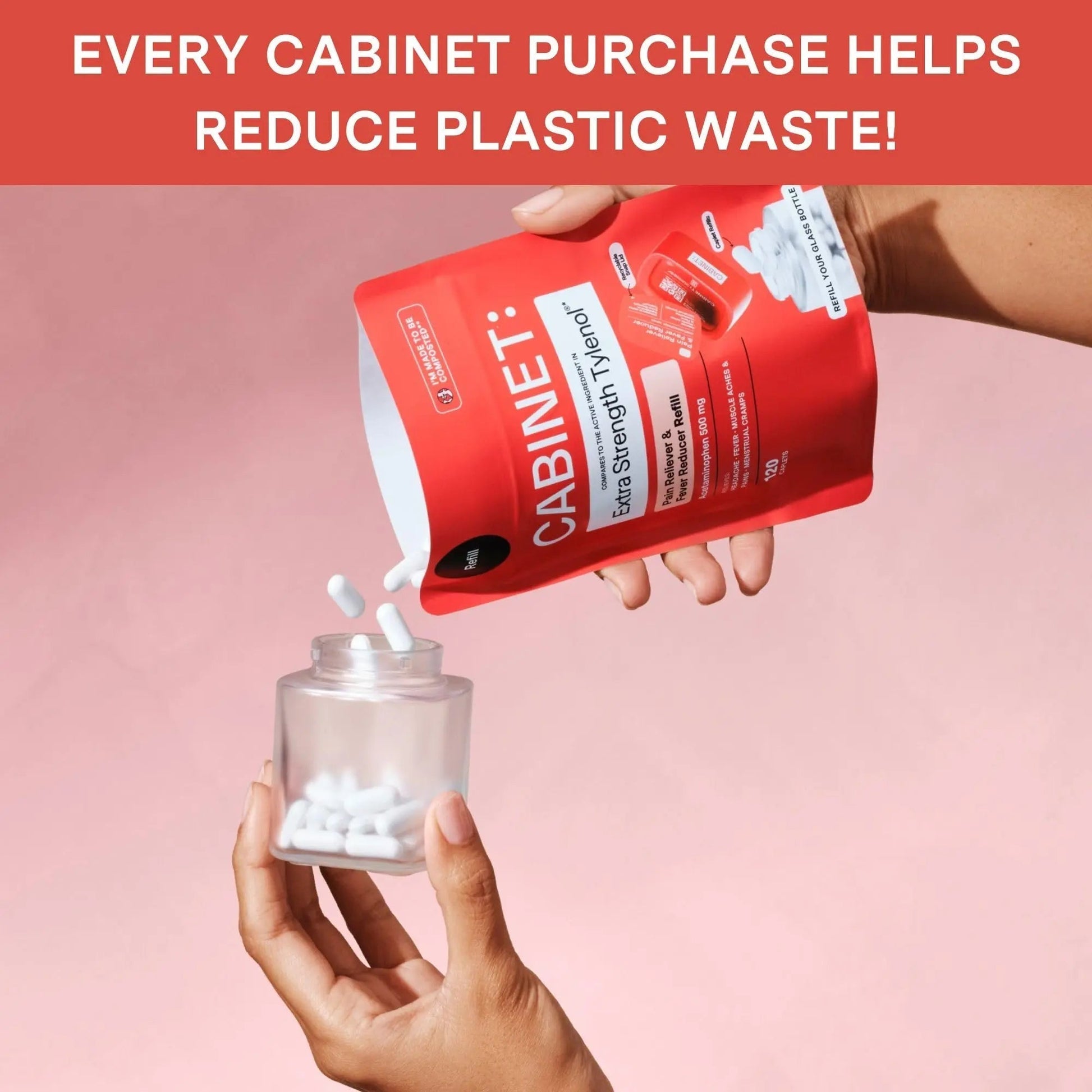 Cabinet: 500mg Acetaminophen for Headache Relief, Toothaches, Sore Throat, and Fever Reducer, 120 Tablets (Refill Pouch) Cabinet: Au supplements