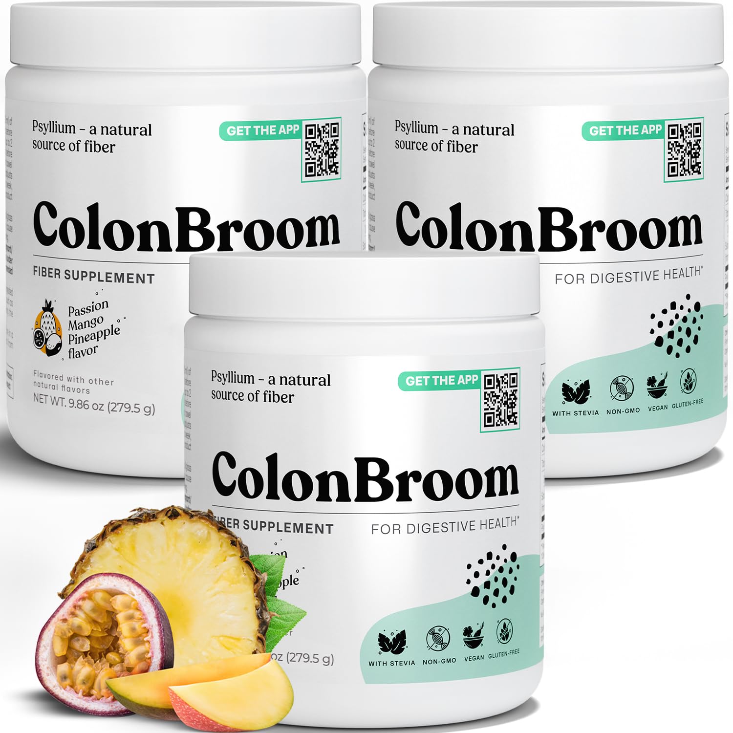 ColonBroom Psyllium Husk Powder with Stevia (Tropical Fruits) - Colon Cleanse for Bloating Relief & Gut Health - Colon Broom Fiber Powder Drink - Vegan Fiber Powder Stevia Supplement, 150 Servings ColonBroom Au supplements