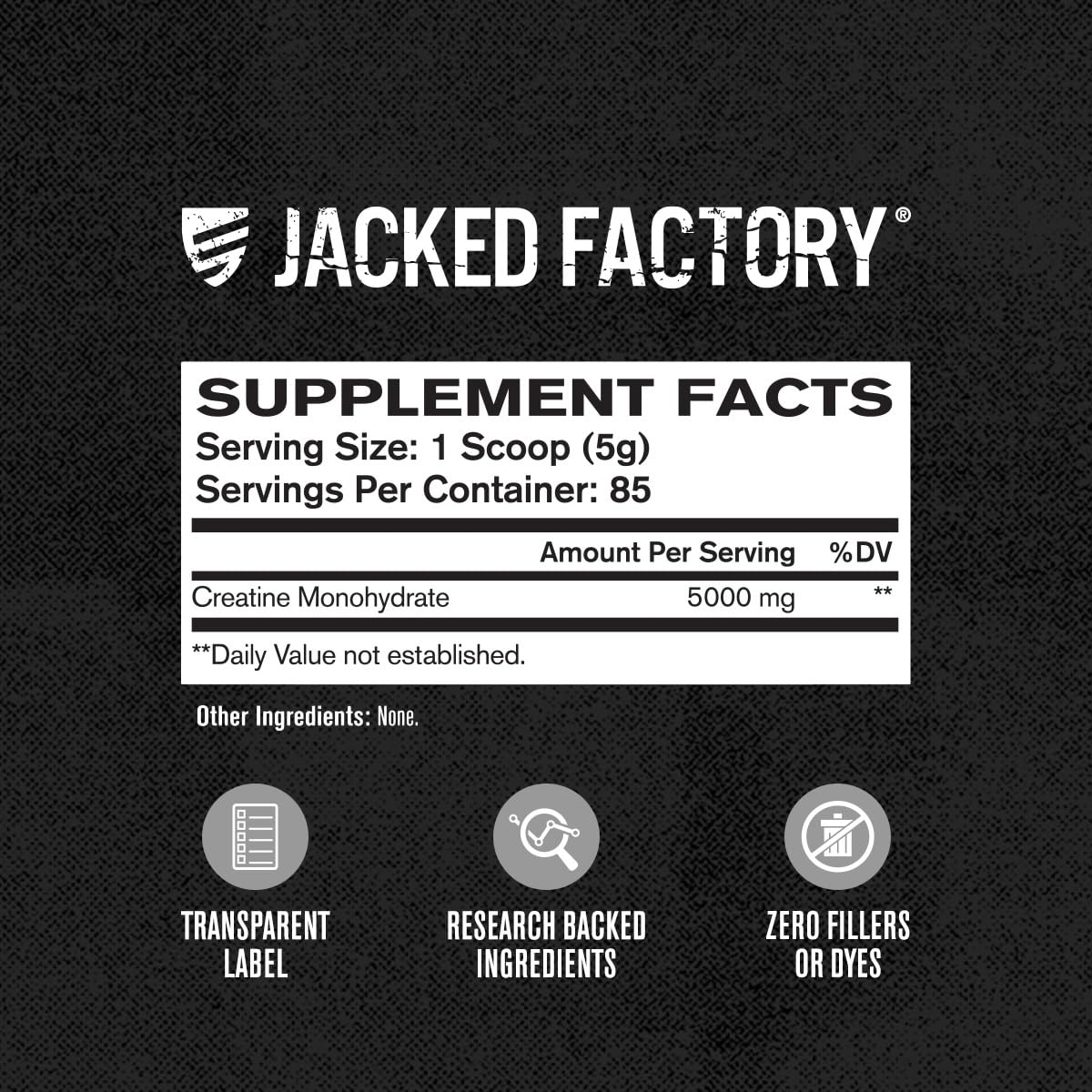 Jacked Factory Creatine Monohydrate Powder 425g - 5g Daily Creatine Supplement for Men and Women, Vegan-Friendly, Third-Party Tested - 85 Servings, Unflavored Jacked Factory Au supplements
