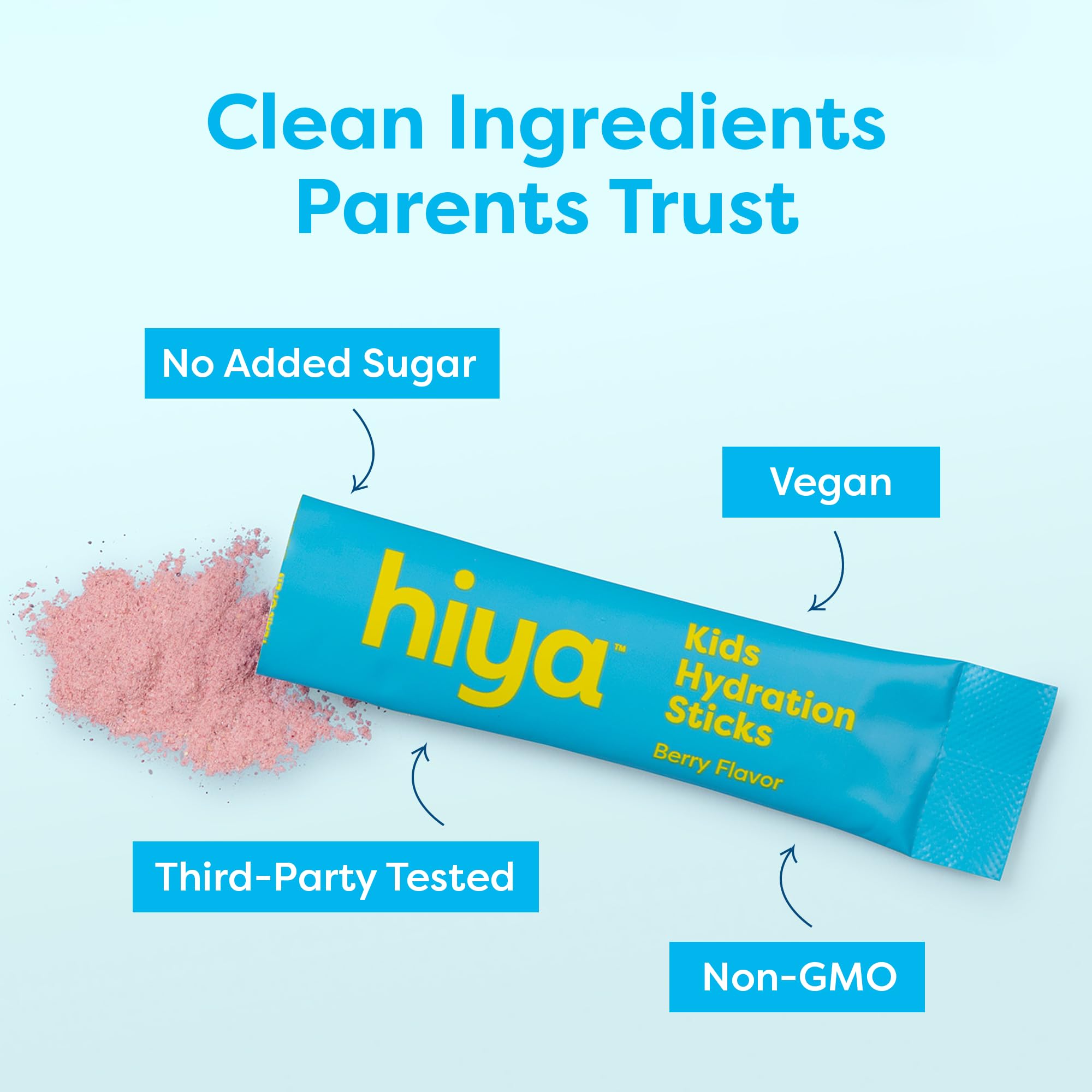 Hiya Kids Hydration with Electrolytes - Zero Added Sugar Berry Flavored Kids Hydration Packets - 15 Sticks - Travel-Friendly Drink Mix for Children Ages 2+ HIYA Au supplements