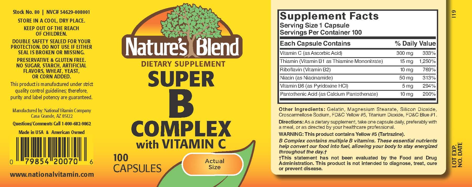 Nature's Blend Super B with C 100 Capsules Nature's Blend Au supplements