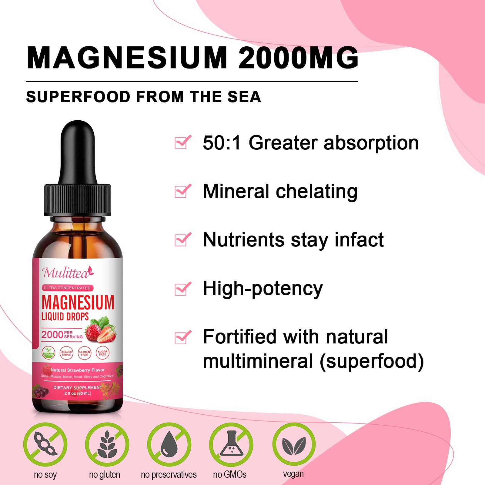 Magnesium Glycinate Liquid, High Potency Magnesium Glycinate, Citrate, Sugar Free Vegan Non-GMO Complex Supplement Promotes Nerv,Relaxation,Muscle,Sleep Support* Mulittea Au supplements