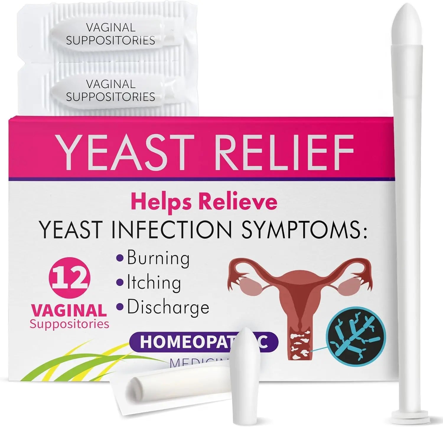 Yeast Infection Treatment for Women | Boric Acid Suppositories For Women | Helps Relieve Itching & Irritation | Vaginal Aid for Inflammation, Dryness & Watery Discharge | 12 Vaginal Suppositories Terramed Just Think Comfort Au supplements