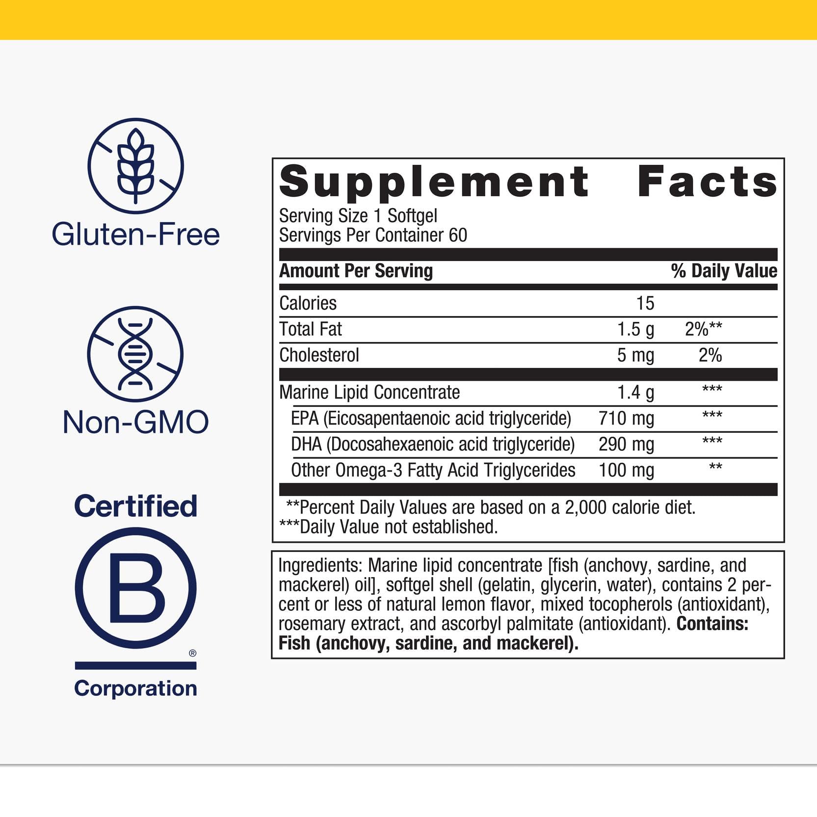 Metagenics OmegaGenics EPA-DHA 1000 mg - High Potency Omega-3 Fish Oil Supplement for Heart, Brain & Joint Health* - Sustainably Sourced - 60 Softgels Metagenics Au supplements