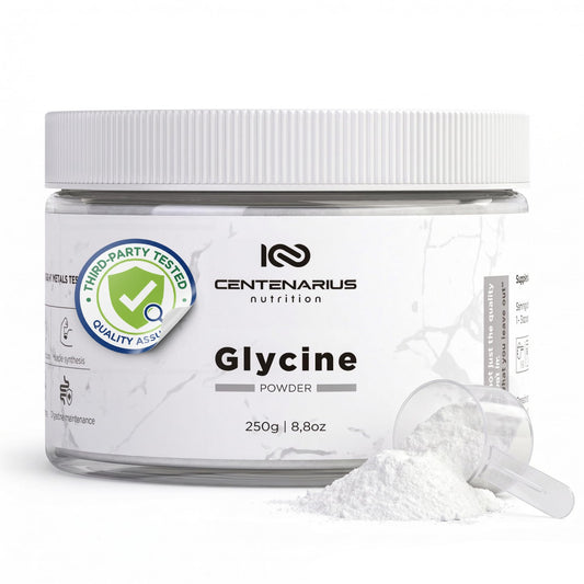 Premium Glycine Powder 250g | Amino Acids Supplement for Post Workout Muscle Recovery, Digestion, Sleep Aid + More - Vegan, Additive-Free Centenarius NutritionUS supplements