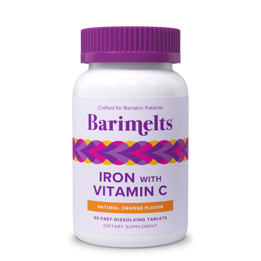 Barimelts Iron with Vitamin C, 90 Fast-Dissolving Tablets (1-Month Supply), Sugar-Free Bariatric Iron Supplement for Women, Natural Orange Flavor BariMeltsUS supplements