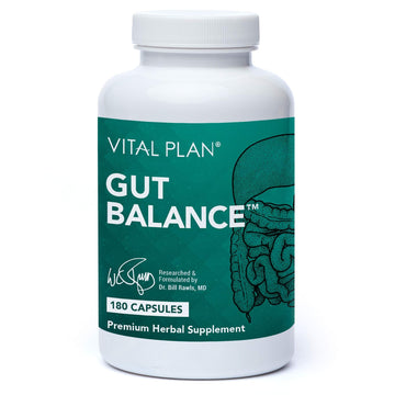 Vital Plan Gut Balance Supplement by Dr. Bill Rawls - Advanced Digestive Health Support Formula w/Clinical-Grade Slippery Elm Bark, Berberine & Dandelion Extract for Women & Men (180 Capsules) Vital Plan Au supplements