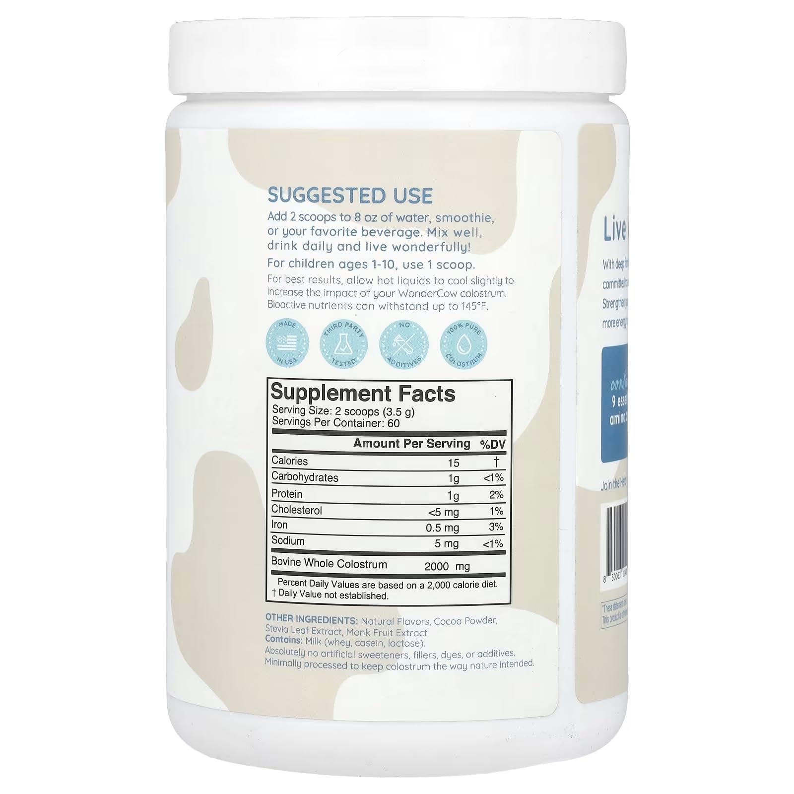 WONDERCOW Colostrum Supplement Powder for Gut Health, Immune Support & Wellness | Natural IgG Pure Whole Bovine Colostrum Superfood, Chocolate, 60 Servings WONDERCOW Au supplements