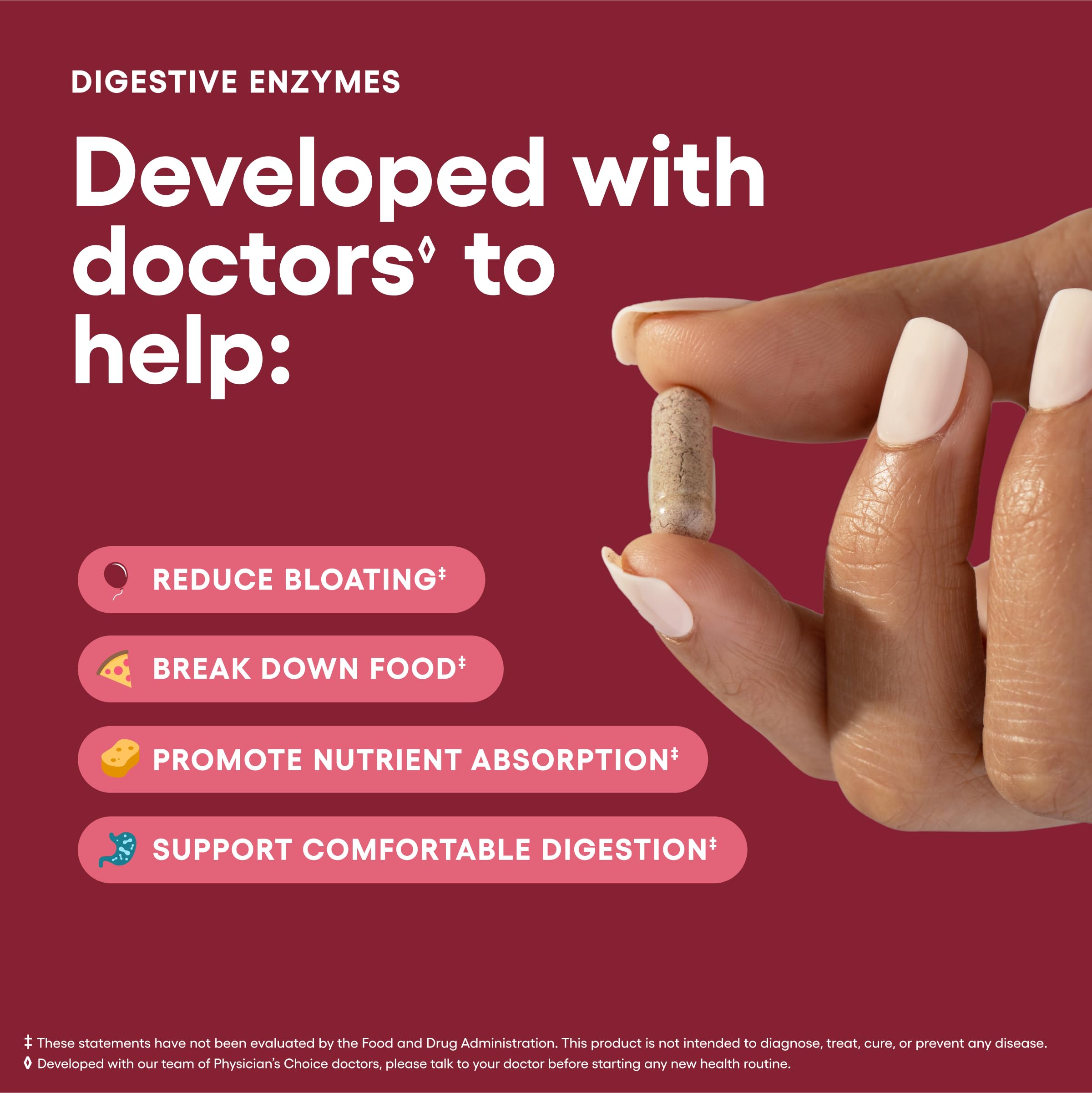 Physician's CHOICE Digestive Enzymes for Bloating & Digestion - 16 Enzymes with Organic Prebiotics & Probiotics for Gut & Digestive Health - Meal Time Discomfort Relief - Dual Action Support - 60 CT Physician's CHOICE Au supplements