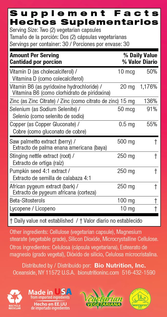 Bio Nutrition Prostate Wellness with Pumpkin Seed Extract 60 Capsules Bio Nutrition Au supplements