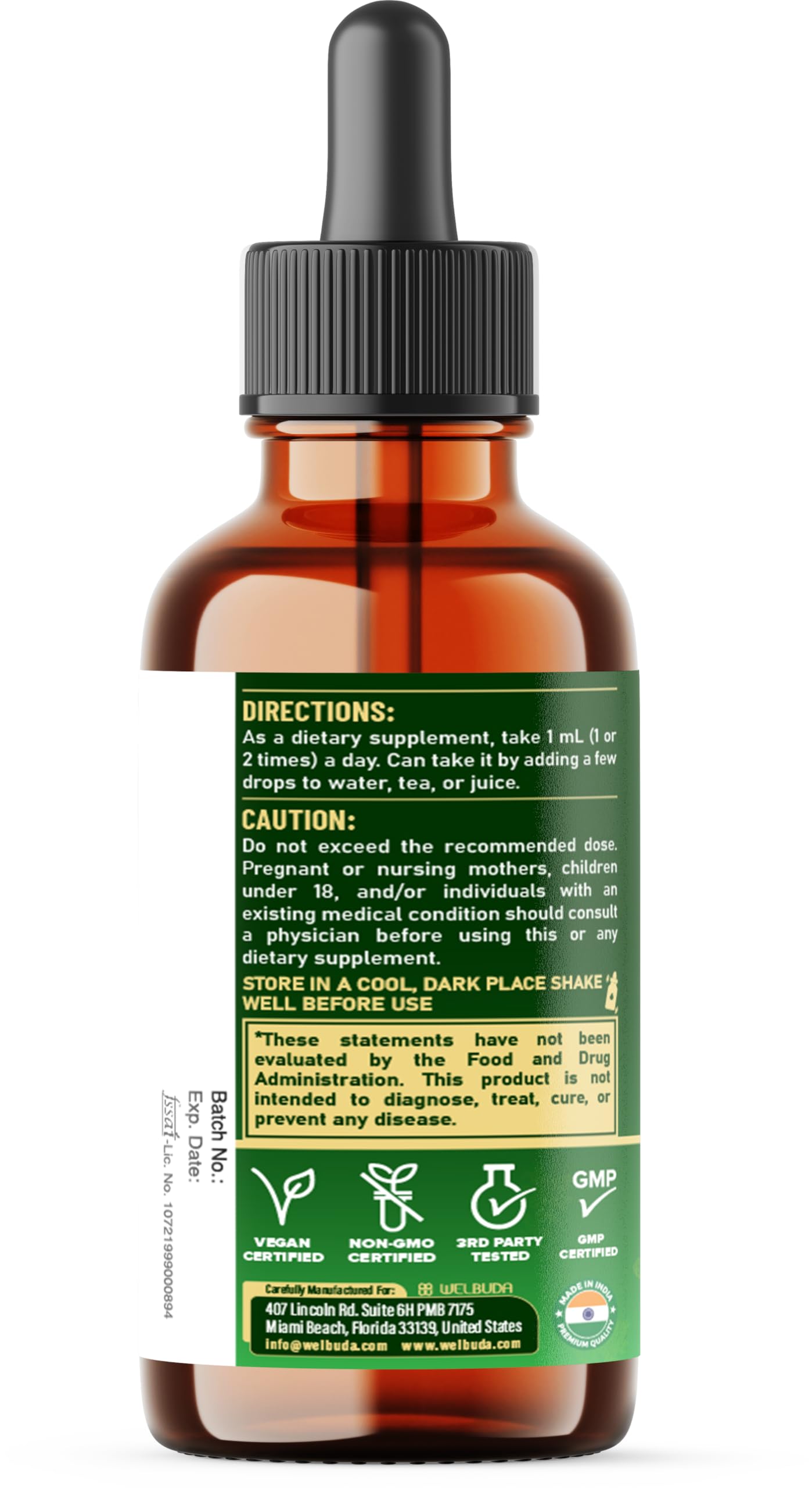 17in1 Rhodiola Rosea Liquid Supplement with Ashwagandha, Magnesium Glycine, L-Theanine, Vitamin C, Vitamin D3, Vitamin K2, Ginkgo, Turmeric, Holy Basil and More - 1 FL Oz - 60 Day Supply WELBUDA Au supplements