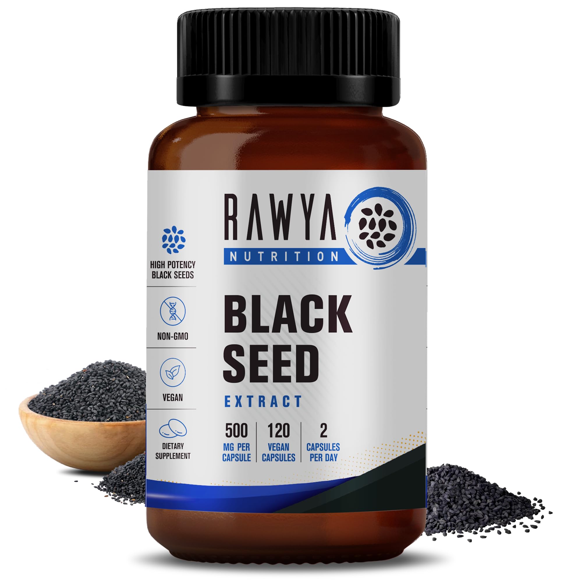 RAWYA Nutrition, Black Seed Extract, 120 Vegan Capsules, Nigella Sativa, Black Cumin RAWYA Au supplements
